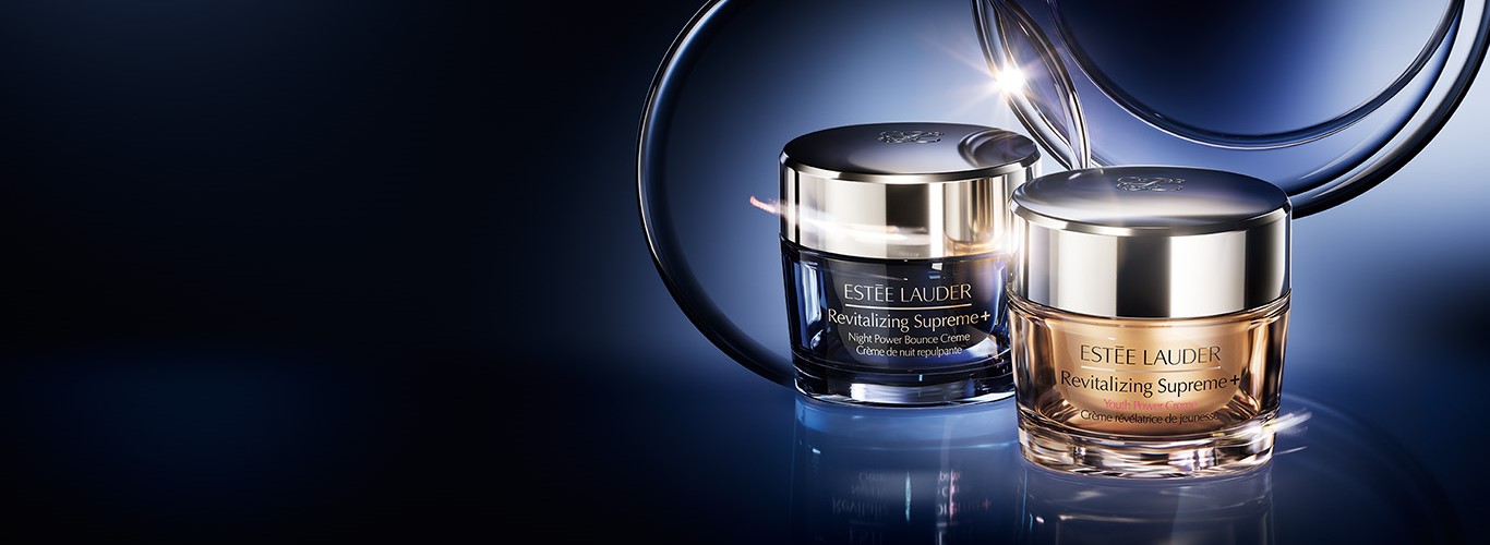 Revitalizing Supreme+ Day and Night moisturisers on dark background